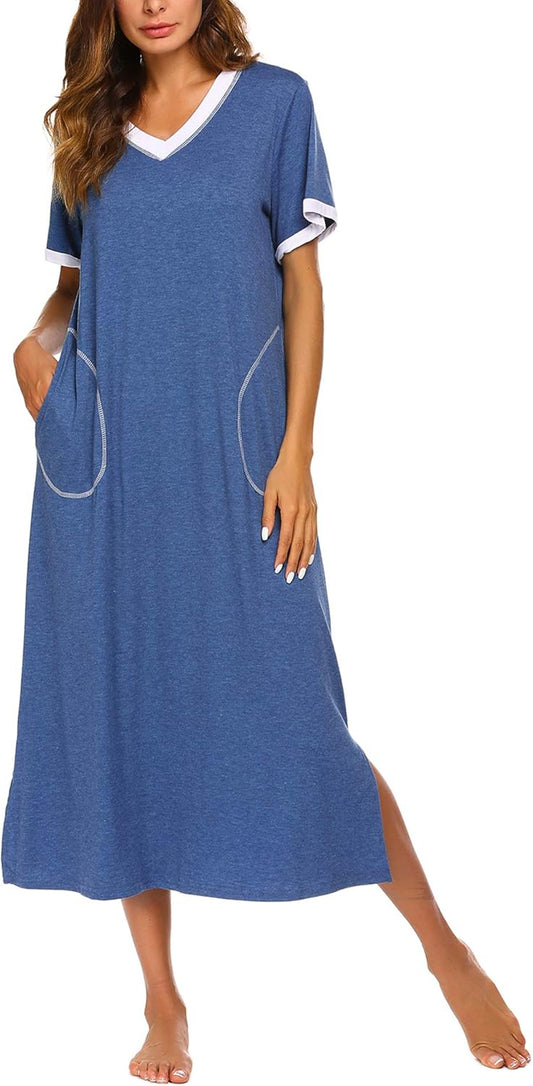 Women'S Full Length Short Sleeve Nightgown
